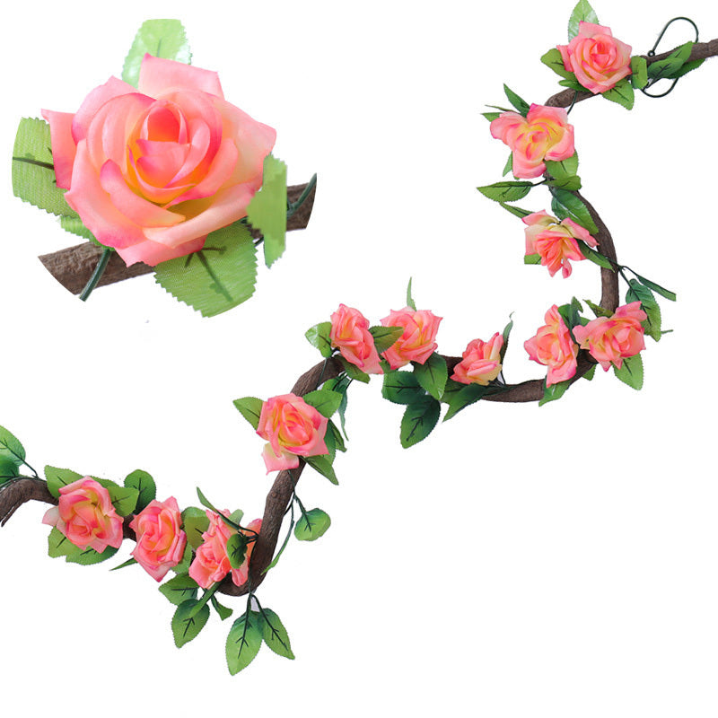 235cm Silk Roses Lvy Flower Vine Artificial Flowers Green garland For Home Wedding garden Decoration Hanging Rattan Wall Decor