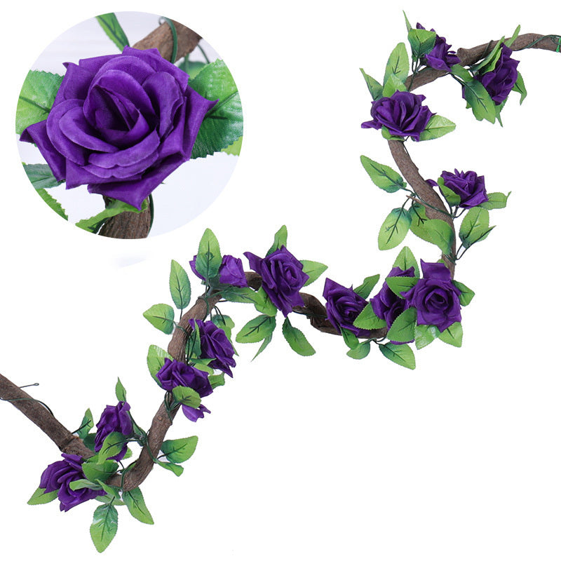 235cm Silk Roses Lvy Flower Vine Artificial Flowers Green garland For Home Wedding garden Decoration Hanging Rattan Wall Decor