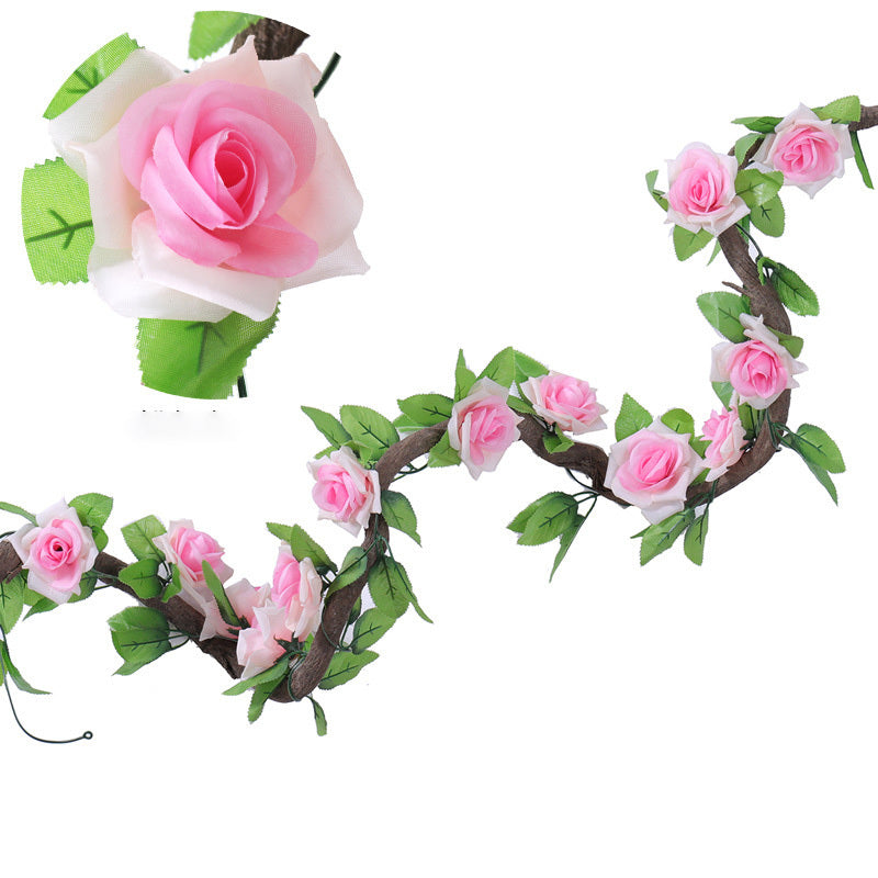 235cm Silk Roses Lvy Flower Vine Artificial Flowers Green garland For Home Wedding garden Decoration Hanging Rattan Wall Decor