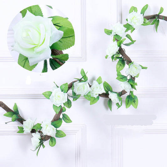 235cm Silk Roses Lvy Flower Vine Artificial Flowers Green garland For Home Wedding garden Decoration Hanging Rattan Wall Decor