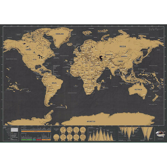 Personalized Black Scratch Off Art World Map Poster Decor Large Deluxe Poster Edition Travel