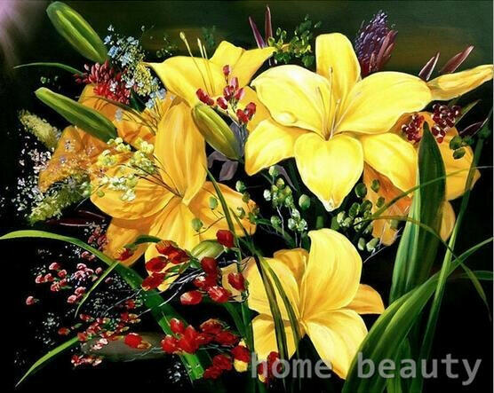 5d diy square diamond panting paint home decor rhinestone picture diamond embroidery mosaic cross-stitch yellow flowers