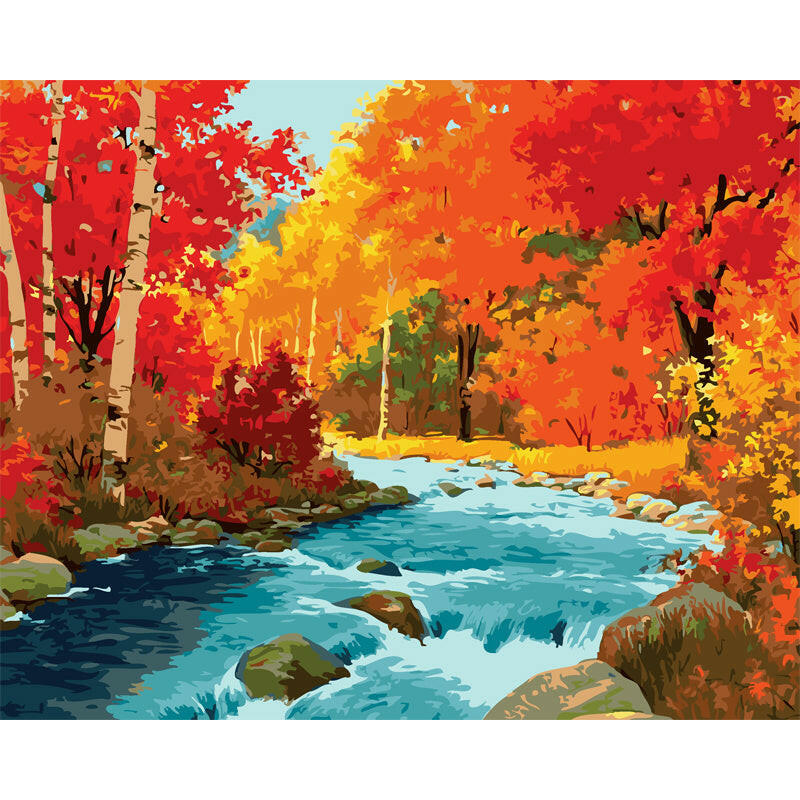 Forest river DIY Painting By Numbers Acrylic Paint By Numbers HandPainted Oil Painting On Canvas For Home Decor