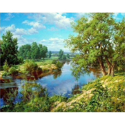 Forest River Natural Landscape DIY Digital Painting By Numbers Modern Artistic Canvas Wall Unique Gift Home Decor 40x50cm