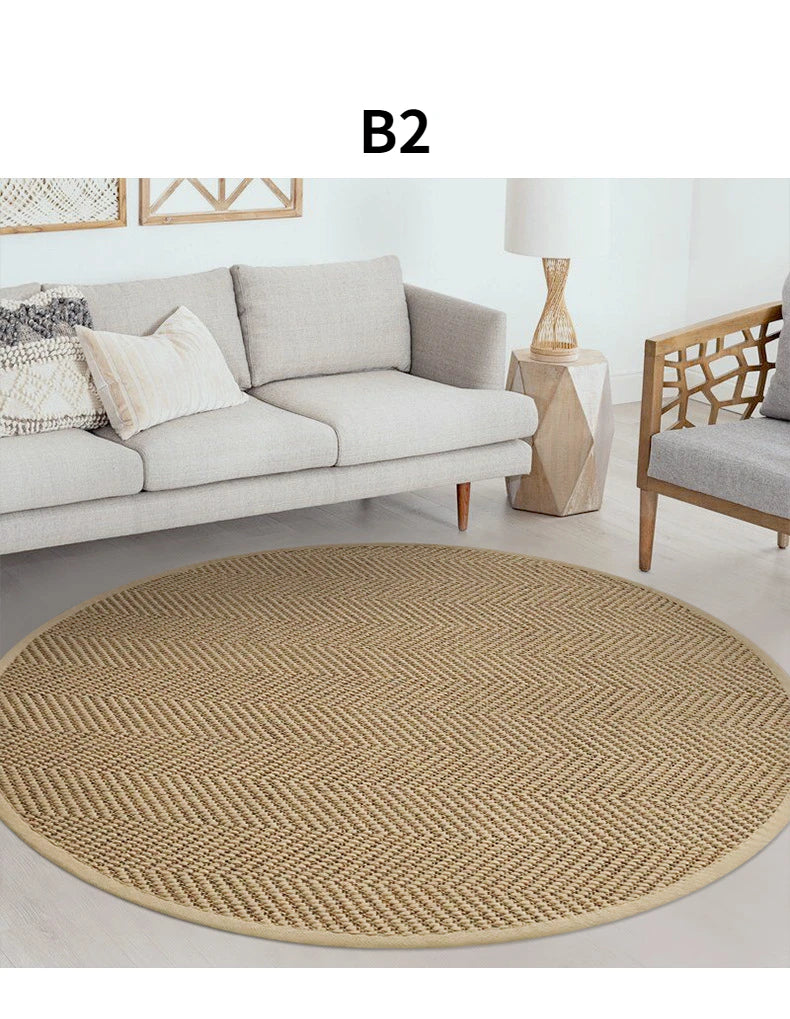 Hand Woven Natural Jute Rug - For Heavy Traffic Areas, Breathable Natural Fiber (Select Shape, Size & Diameter)