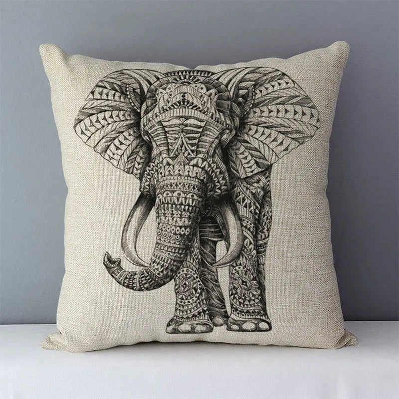 Exotic Animal Print Decorative Cushion Cover ONLY -  Elephant, Rhino, Koala, Owl, Elk