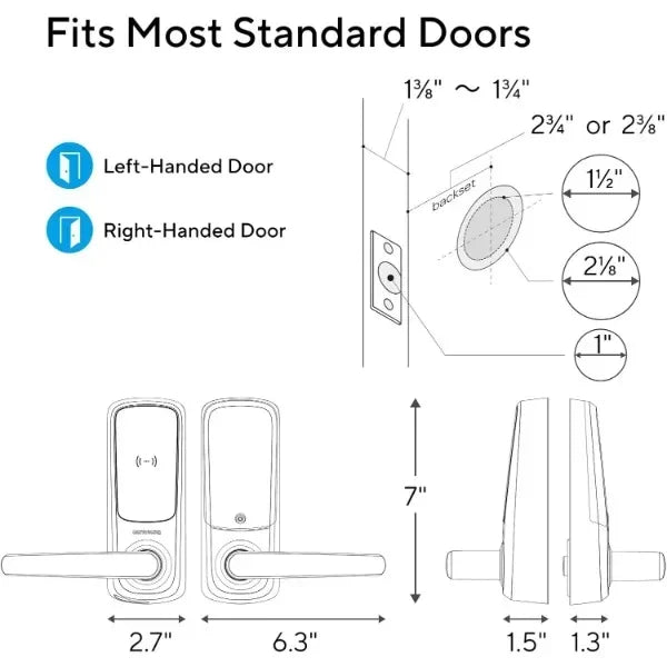 ULTRALOQ Latch 5 Built-in WiFi Smart Lock with NFC, 5-in-1 Keyless Entry Door Lock with Touch Digital Keypad, Smart Handle Lock