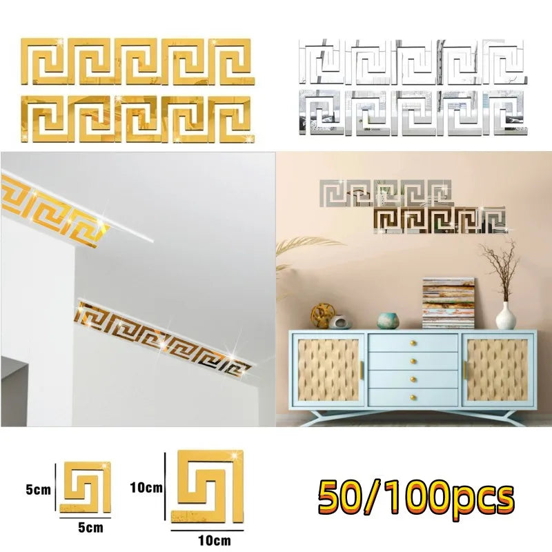 100/50pcs Geometric 3D Mirror Wall Decals - Self Adhesive, Appliances, Furniture & Wall Decals (Choose Colour & Pieces)