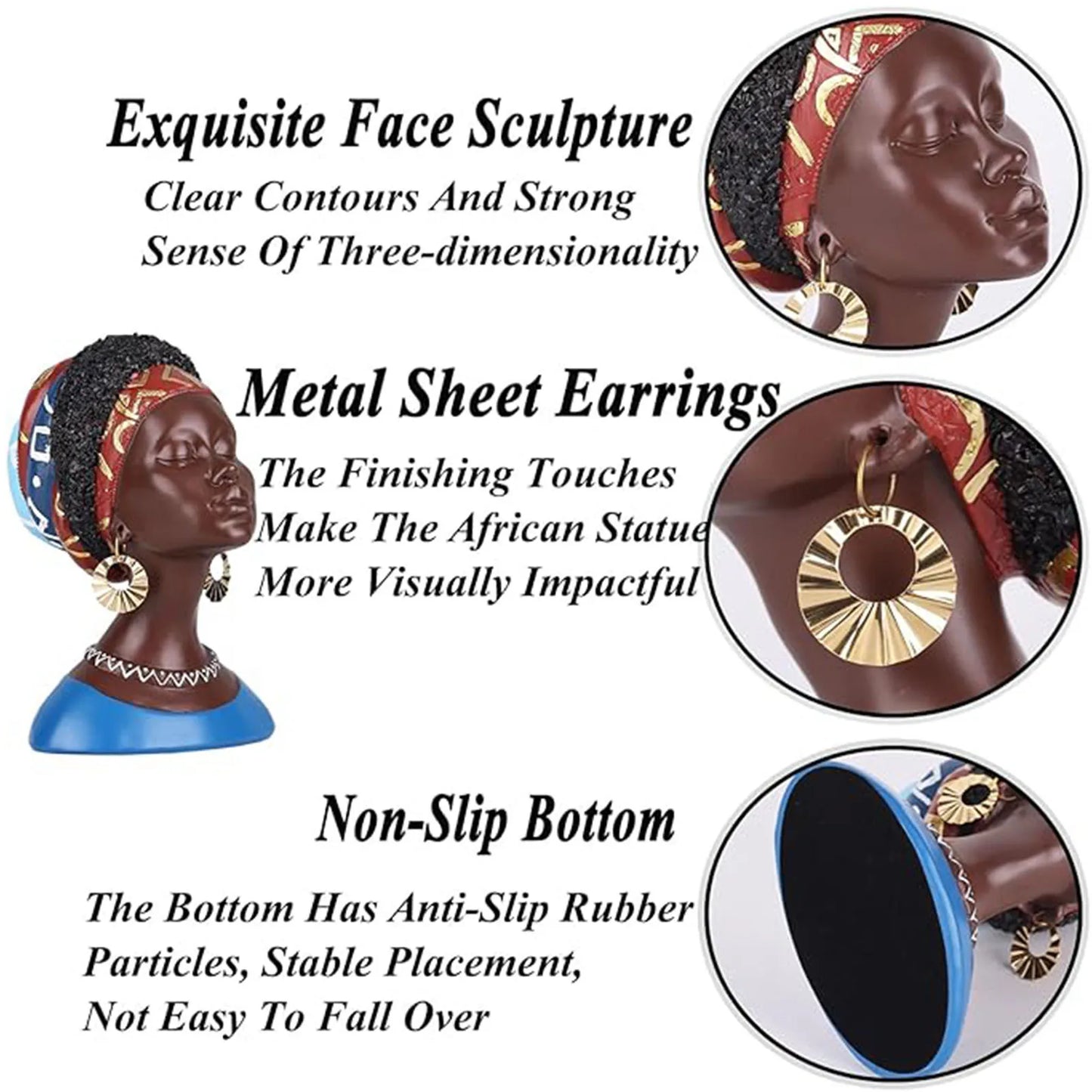 African Sculpture Home Decor,  Black African Female Art Figurines