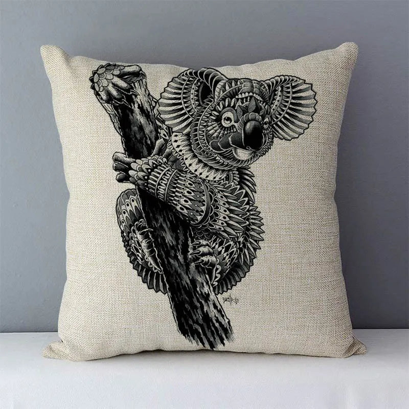 Exotic Animal Print Decorative Cushion Cover ONLY -  Elephant, Rhino, Koala, Owl, Elk