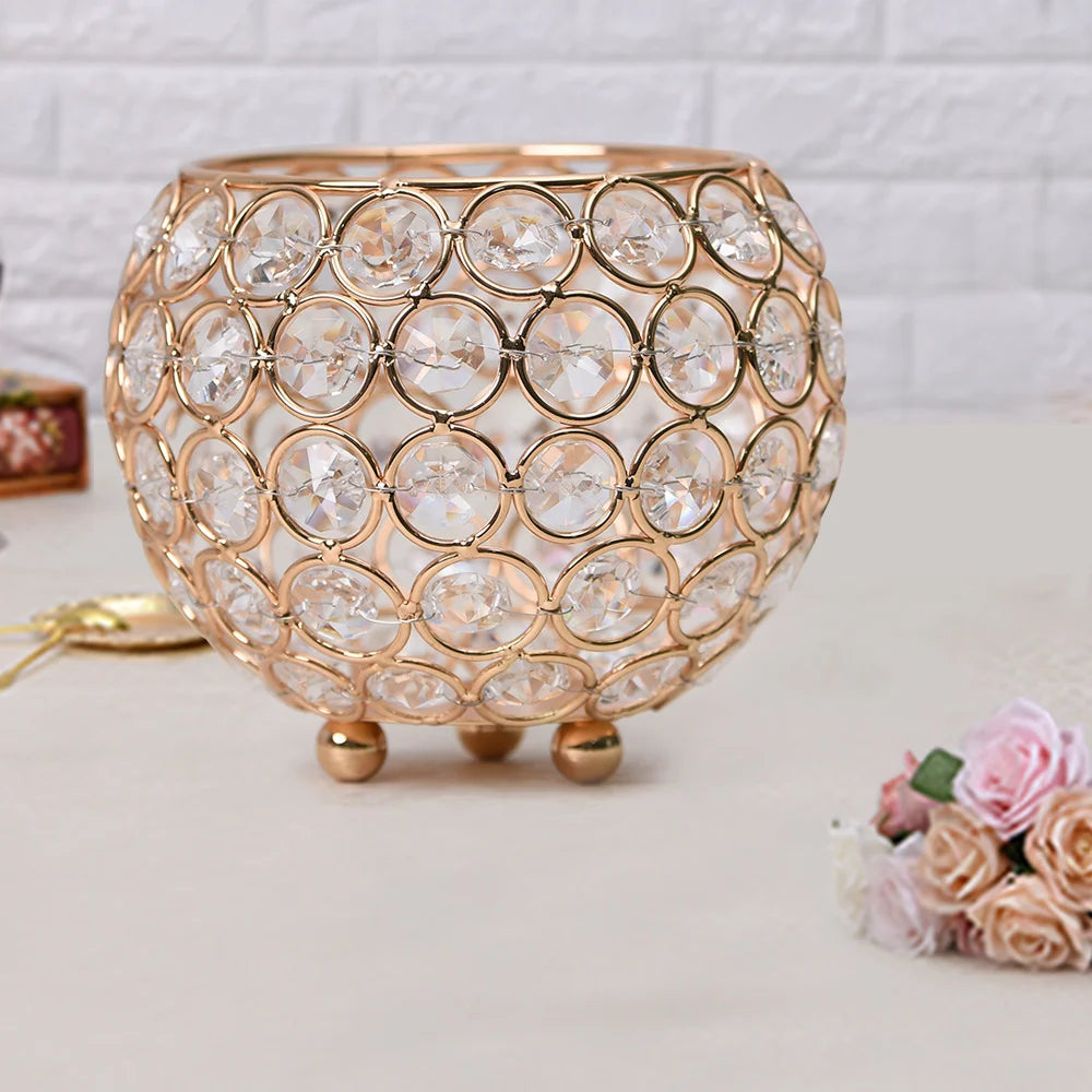 Luxury Decorated Candle Holder Tea Light Candlesticks Flowers Bowl Container